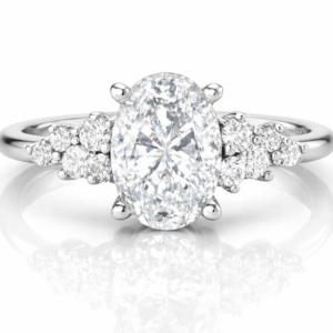 טבעת פרחים יהלום אובל