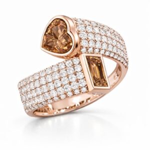 טבעת מחבקת אבני חן ויהלומים