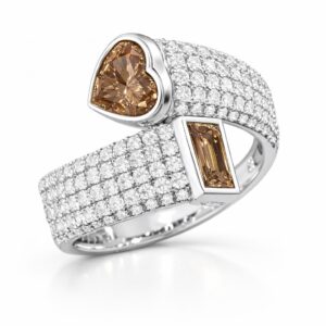 טבעת מחבקת אבני חן ויהלומים